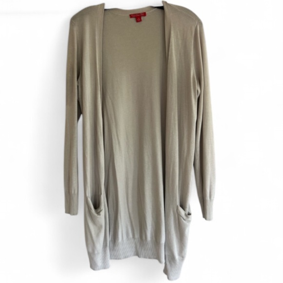 Y2K NEW YORK & COMPANY Silk Cotton Light Academia Knit Beige Button Cardigan | M - Picture 1 of 14